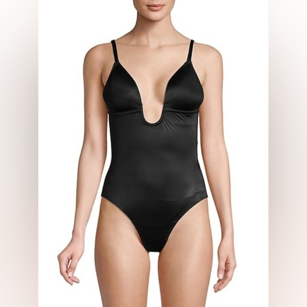 SPANX Black Suit Your Fancy Plunge Low-Back Thong Bodysuit - XL